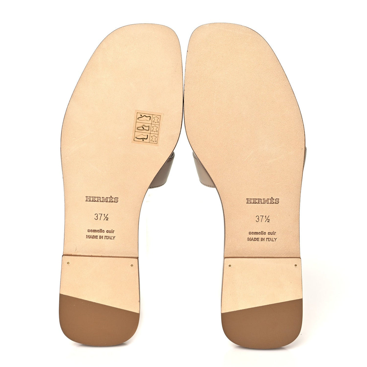 Hermes Box Calfskin Women's Oran Sandals 37.5 Beige Nude