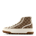 Gucci Canvas Women's GG Monogram Tennis 1977 High Top Platform Sneakers 38.5 Beige Ebony