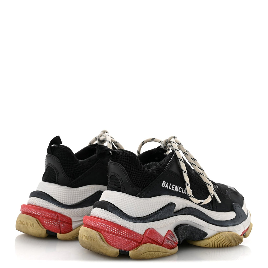 Balenciaga Fabric Mesh Women's Triple S Sneakers 35 Black Red