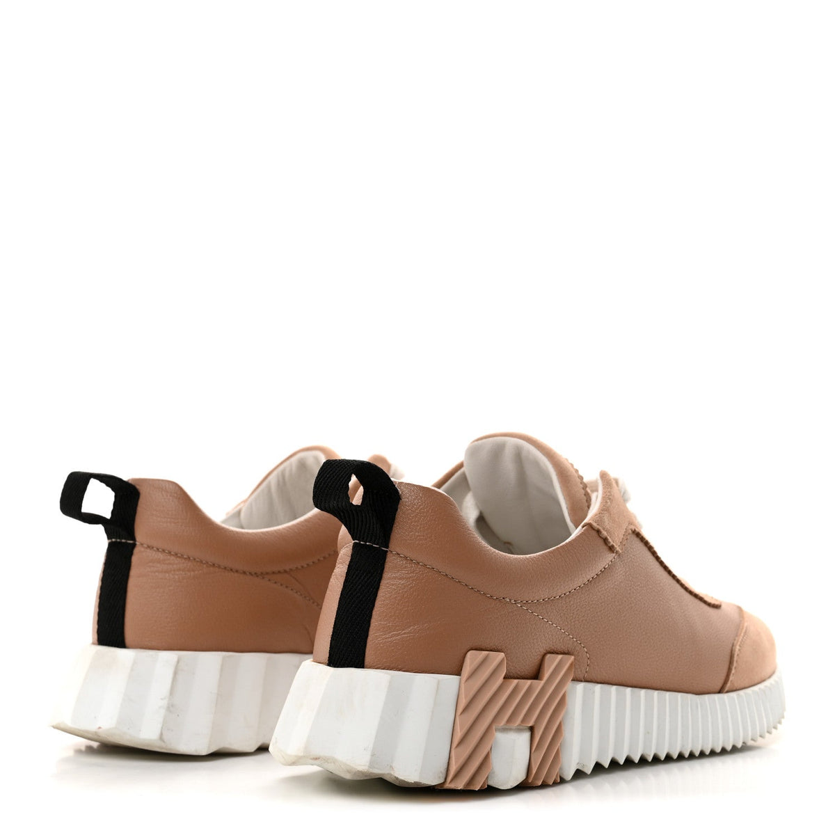 Hermes Sport Goatskin Suede Women's Bouncing Sneakers 37 Beige Perlino
