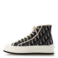 Christian Dior Knit Calfskin Women's Oblique Walk'n Dior High Top Sneakers 41 Deep Blue