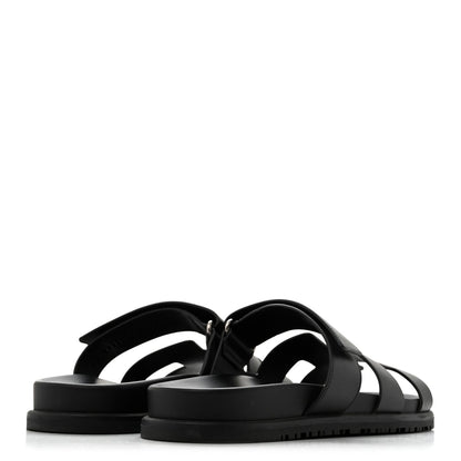Hermes Calfskin Women's Chypre Sandals 39 Black