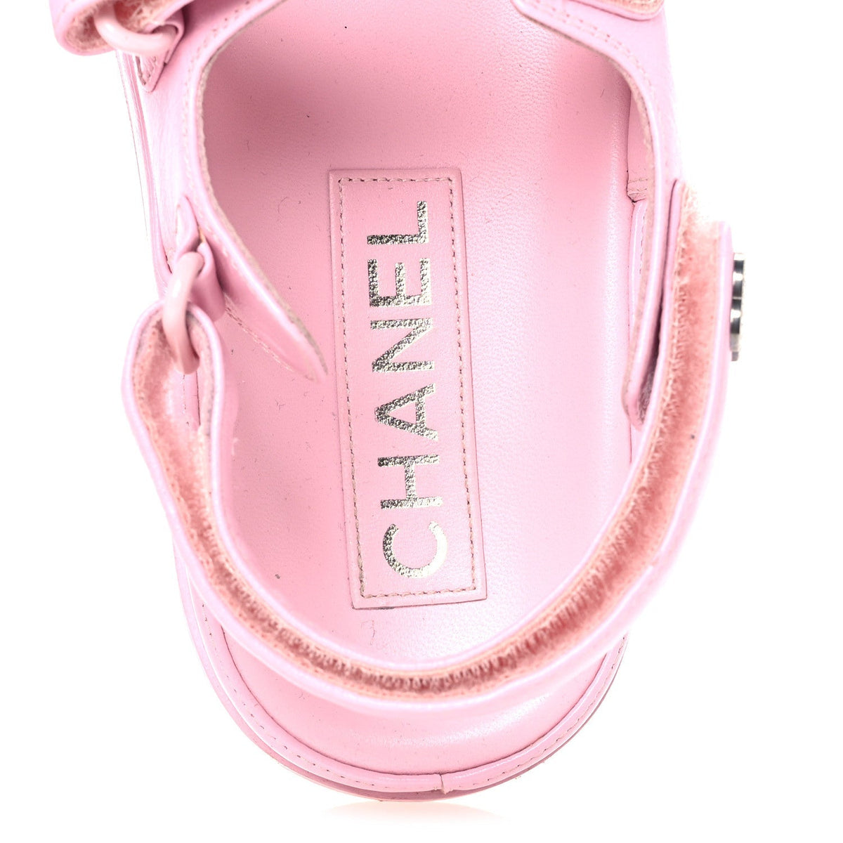 Chanel Lambskin Crystal Women's CC Dad Sandals 35.5 Light Pink