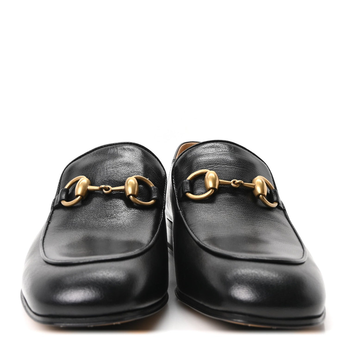 Gucci Goatskin Women's Horsebit Mid-Heel Loafers 37 Black
