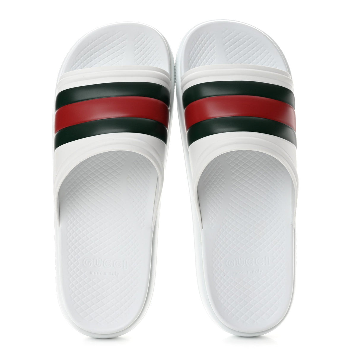 Gucci Rubber Web Men's Slide Sandals 12 White Green Red