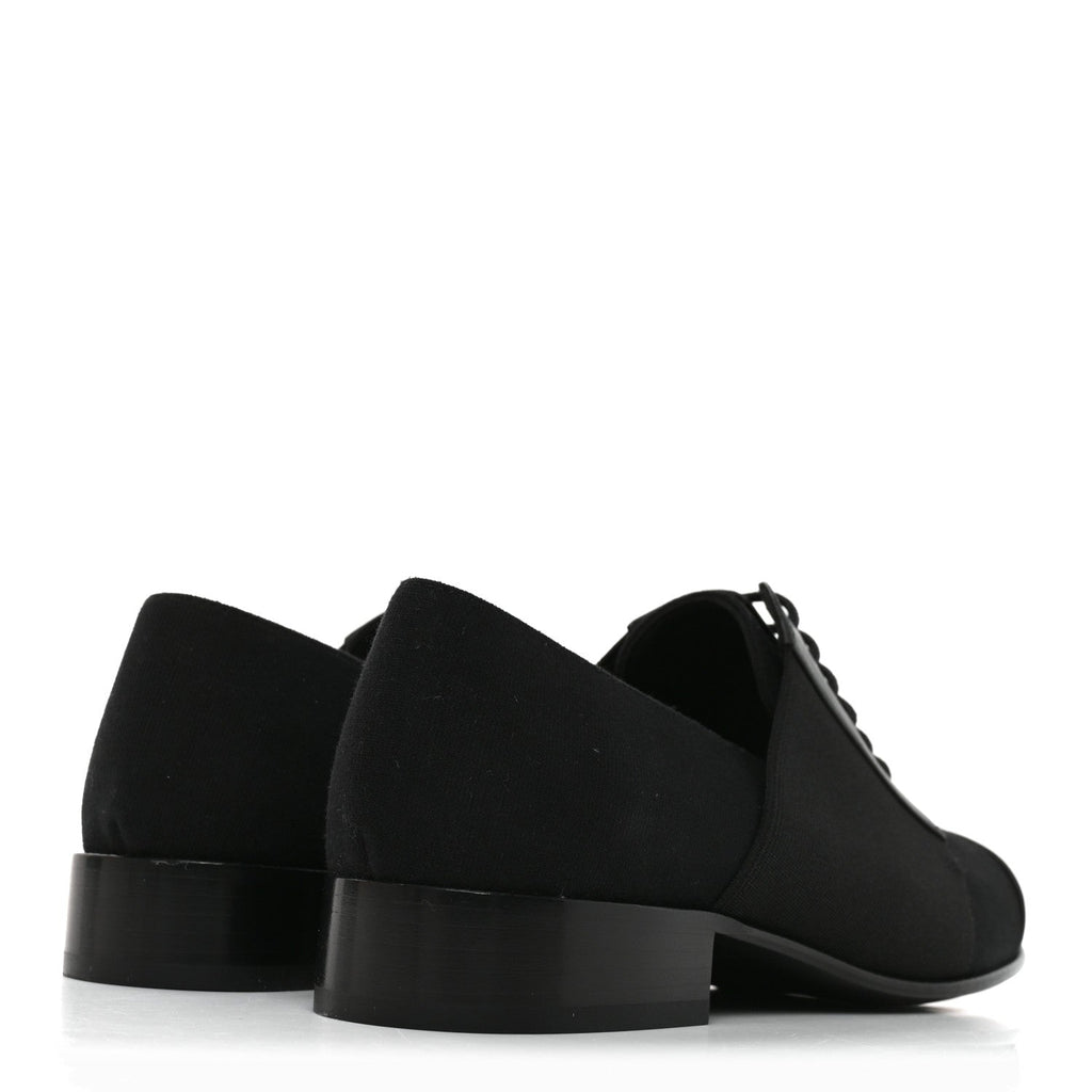 Chanel Calfskin Women's Elastic Lace Up Cap Toe CC Loafers 35.5 Black