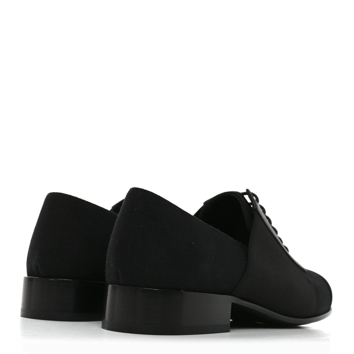 Chanel Calfskin Women's Elastic Lace Up Cap Toe CC Loafers 35.5 Black