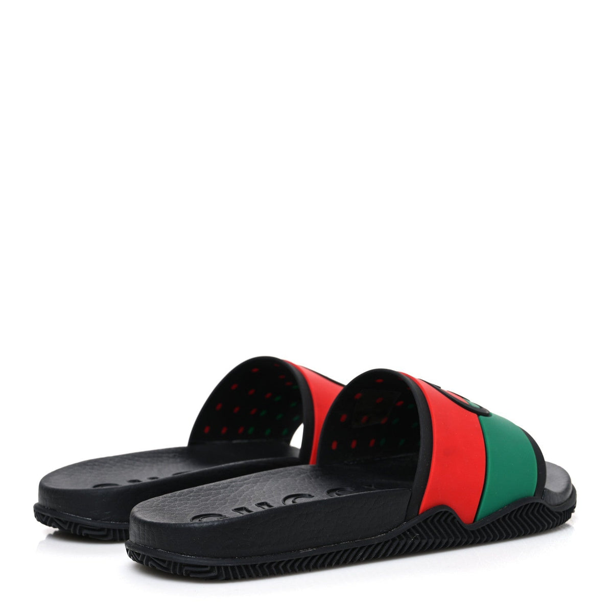 Gucci Rubber Web Women's Interlocking G Slide Sandals 35 Black