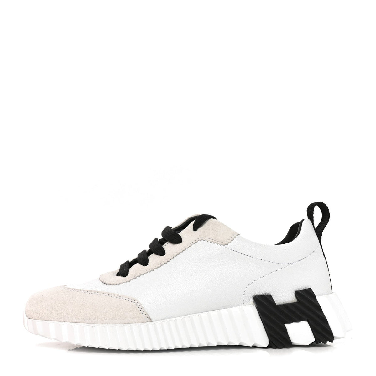 Hermes Calfskin Suede Bouncing Women's Sneakers White Black