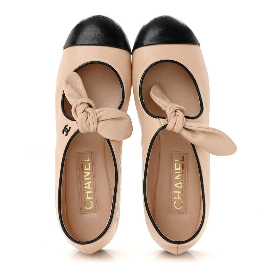 Chanel Lambskin Bow Mary Jane Women's Flats