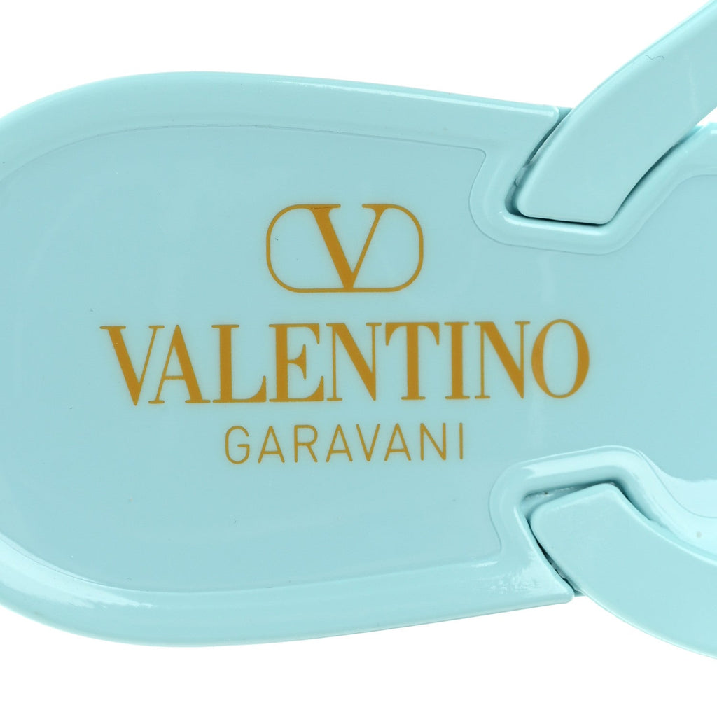 Valentino Garavani PVC Women's Jelly Rockstud Bow Thong Sandals 40 Light Blue