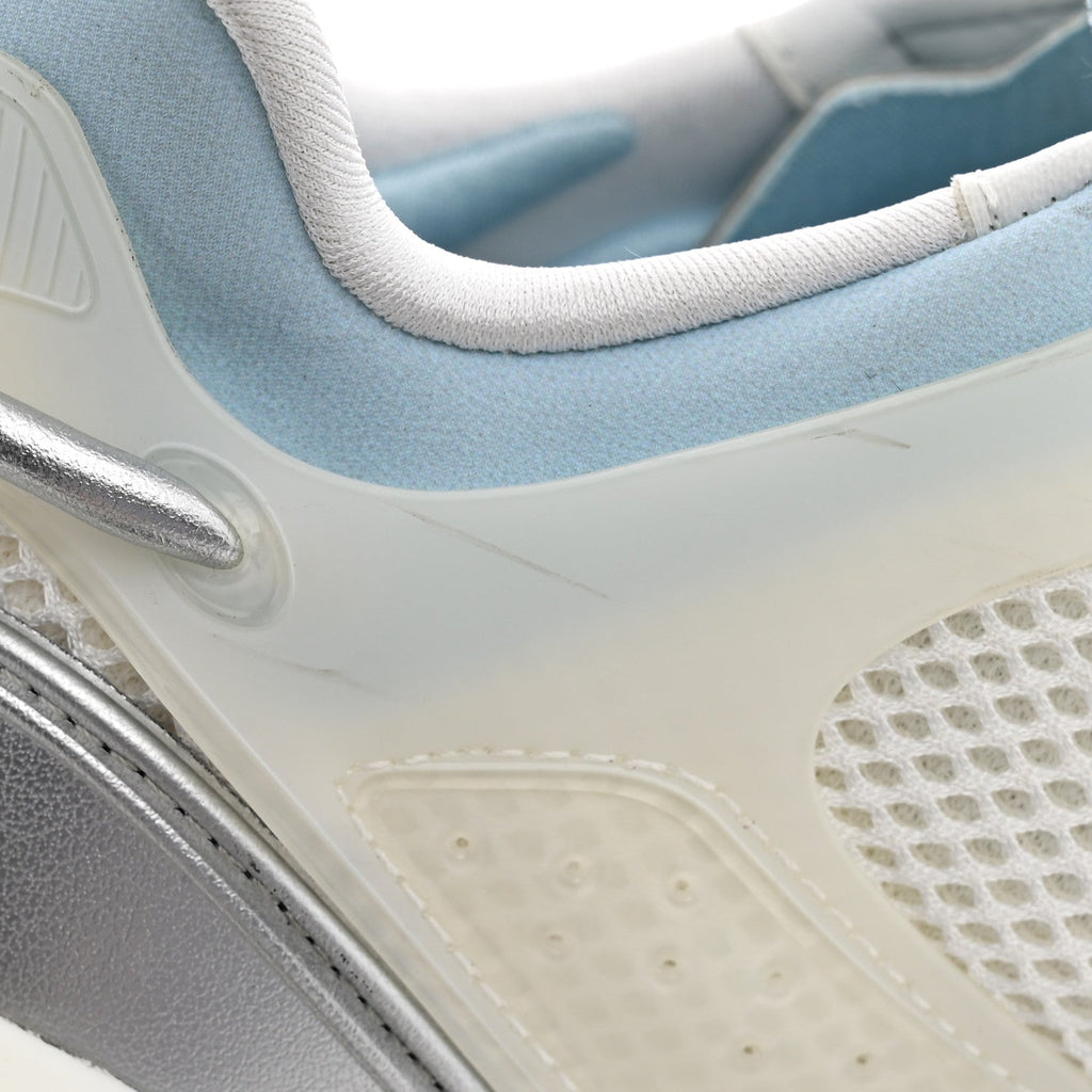 Louis Vuitton Metallic Calfskin Technical Mesh Women's Run 55 Sneakers 36 Bleu Clair