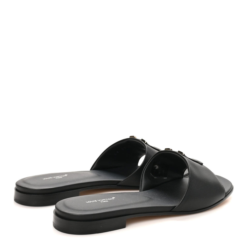 Louis Vuitton Calfskin Women's LV Mare Flat Mules 37.5 Black