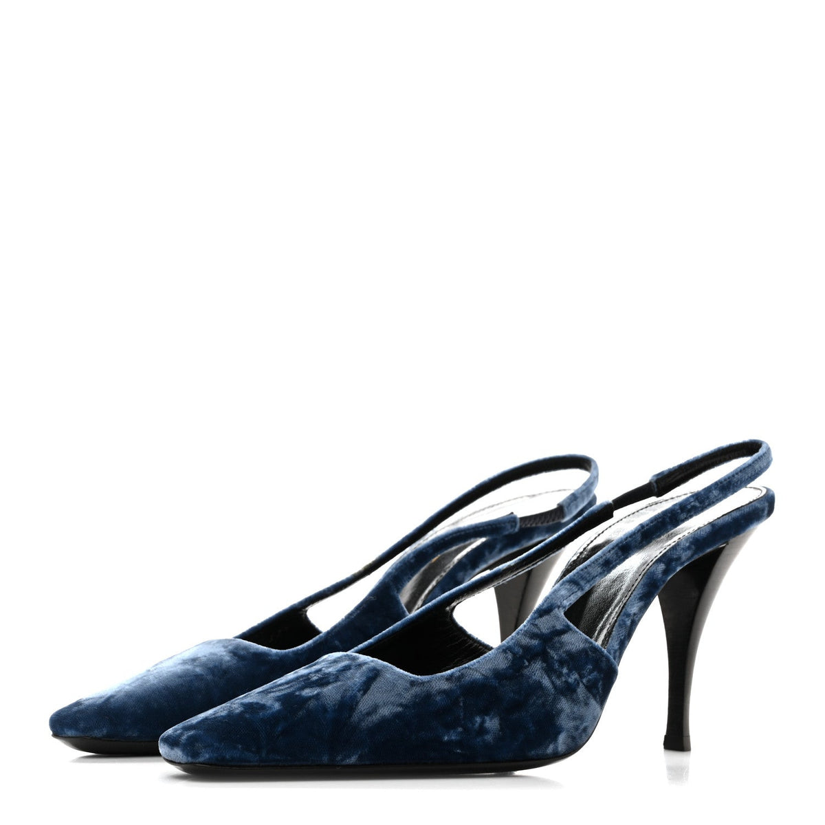 Saint Laurent Velvet Women's Tom 90 Dream Slingback Pumps 37.5 Denim