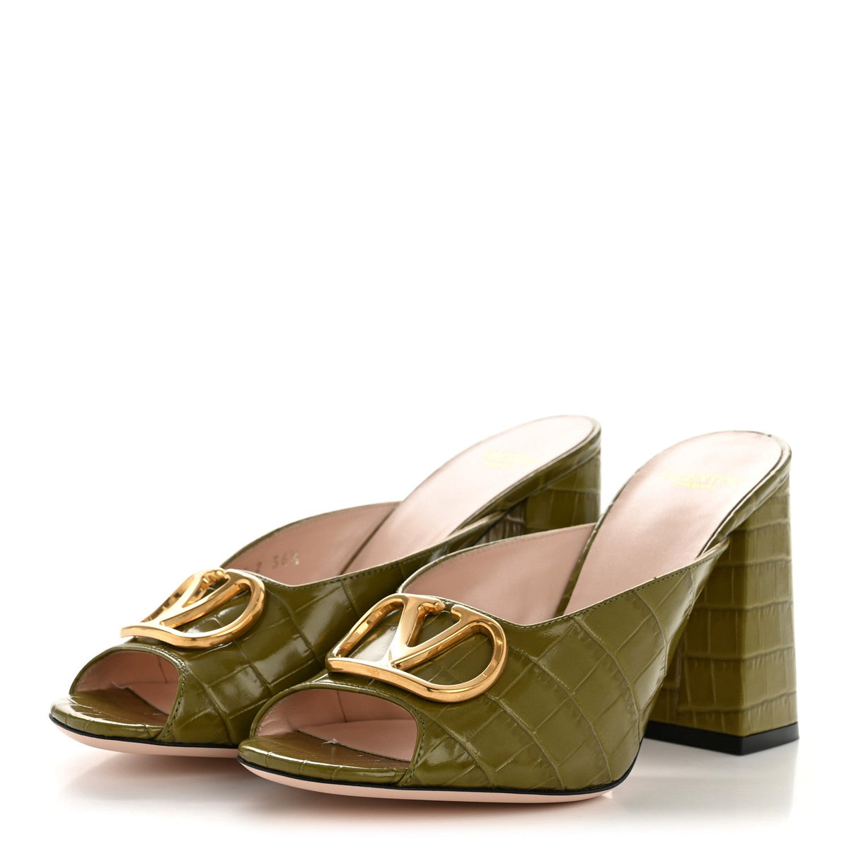 Valentino Garavani Calfskin Women's VLogo Signature Slide Sandals 36.5 Green