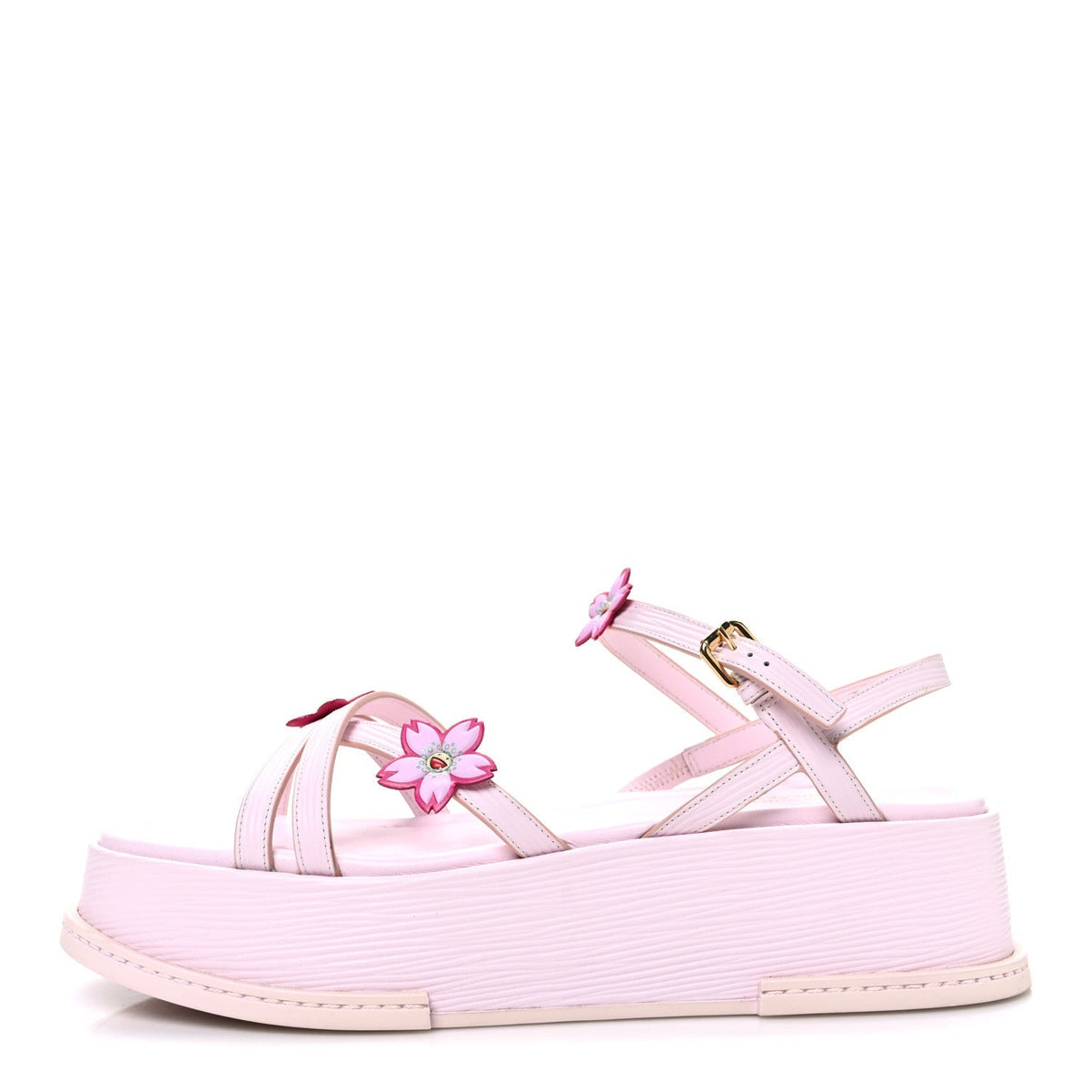 Louis Vuitton Calfskin Women's LV X TM Maya Flatform Sandals 40 Light Pink