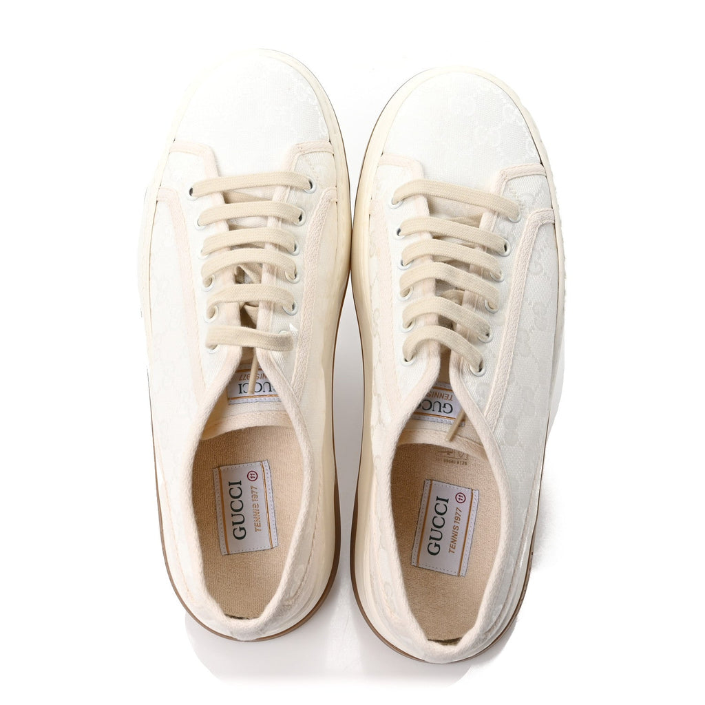 Gucci Monogram Canvas Men's 1977 Tennis 52mm Sneakers 11 Great White Mystic White