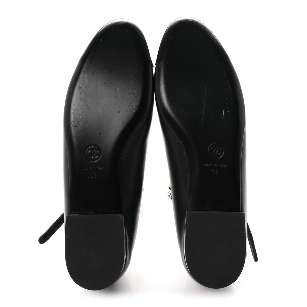 Chanel Pearl Cap Toe Chain Women's Ballerina Flats