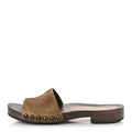 Miu Miusuede Logo Slide Clogs Cannella