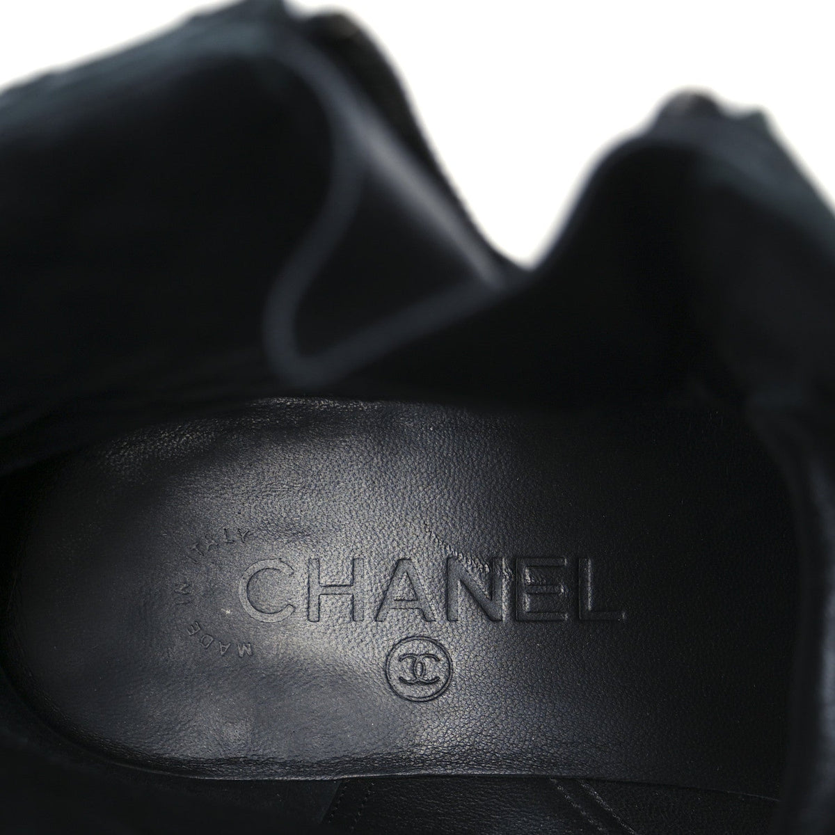 Chanel Calfskin Women's Quilted Lace Up Combat Boots 39 Black