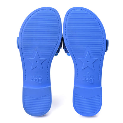 Christian Dior Technical Stretch Fabric Women's Dio(r)evolution Slide Sandals 35 Blue Fluo