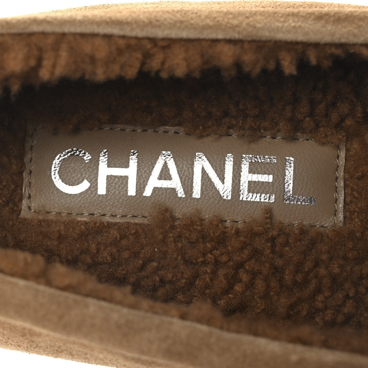Chanel Suede Calfskin Women's CC Loafers 36.5 Dark Beige