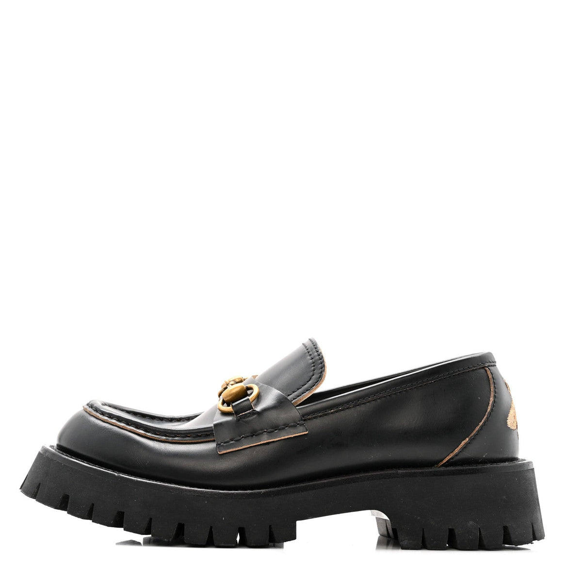 Gucci Cordovan Lux Women's Harald Horsebit Platform Loafers 37.5 Black