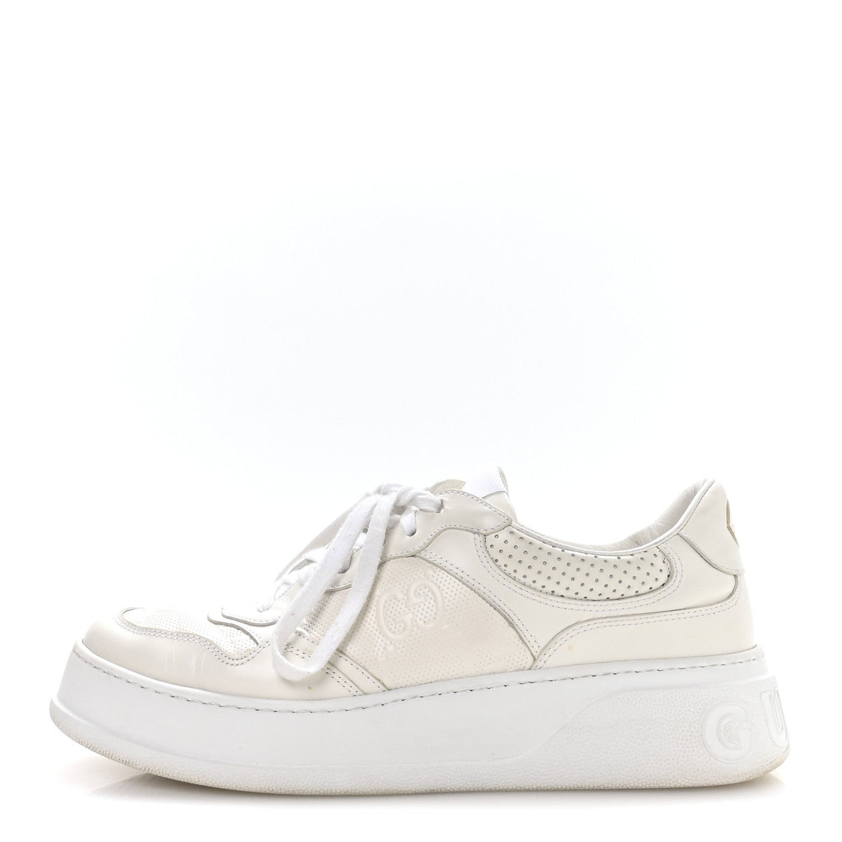 Gucci Calfskin Men's GG Tennis Interlocking G 55mm Sneakers 9.5 White