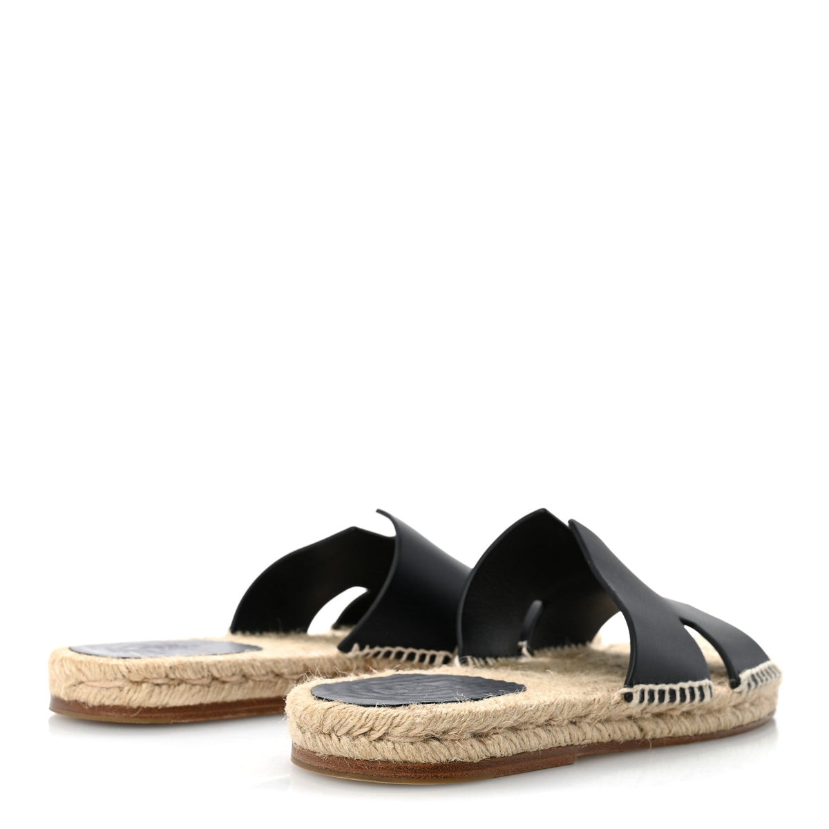Hermes Calfskin Men's Antigua Espadrille Sandals 39 Black
