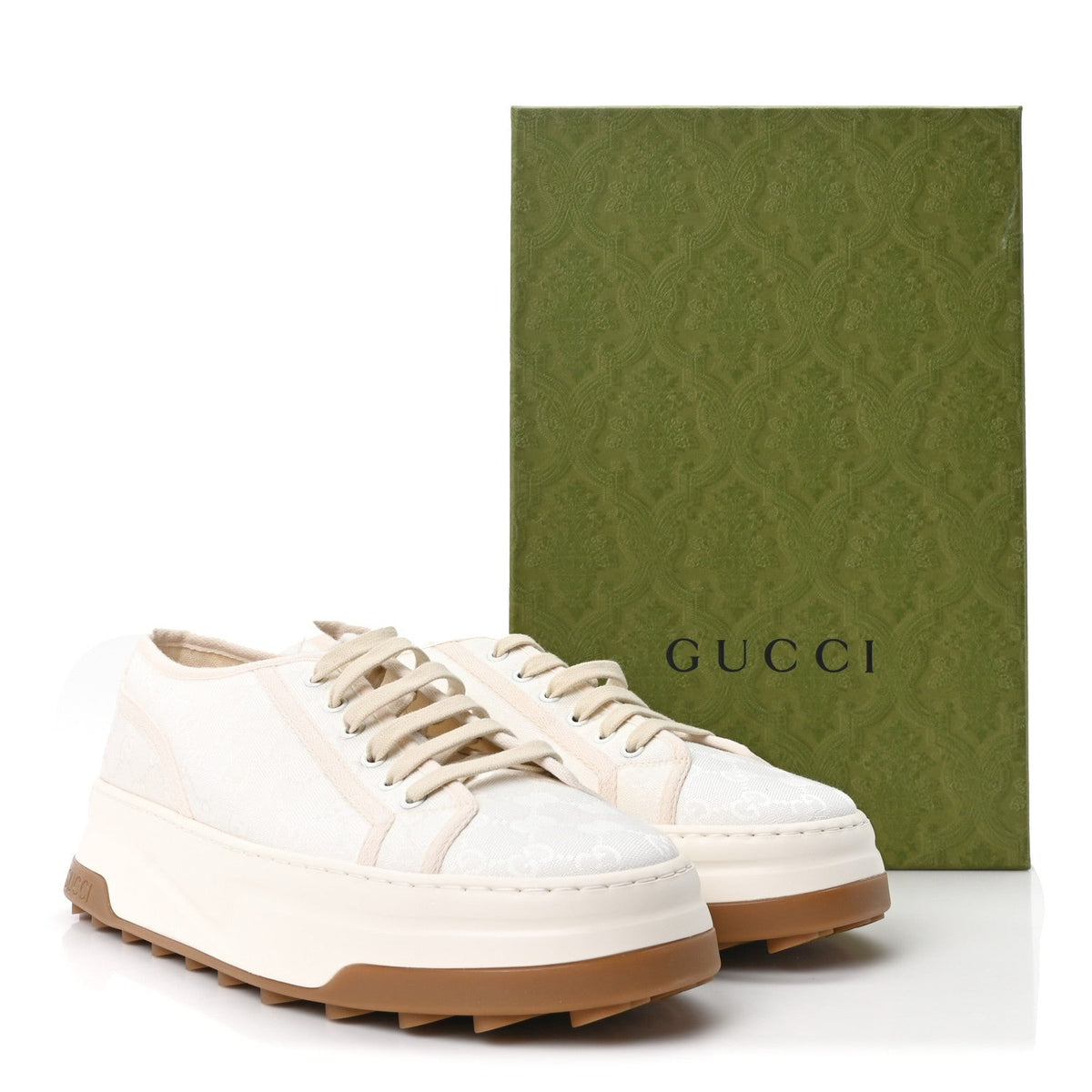 Gucci Monogram Canvas Men's 1977 Tennis 52mm Sneakers 11 Great White Mystic White