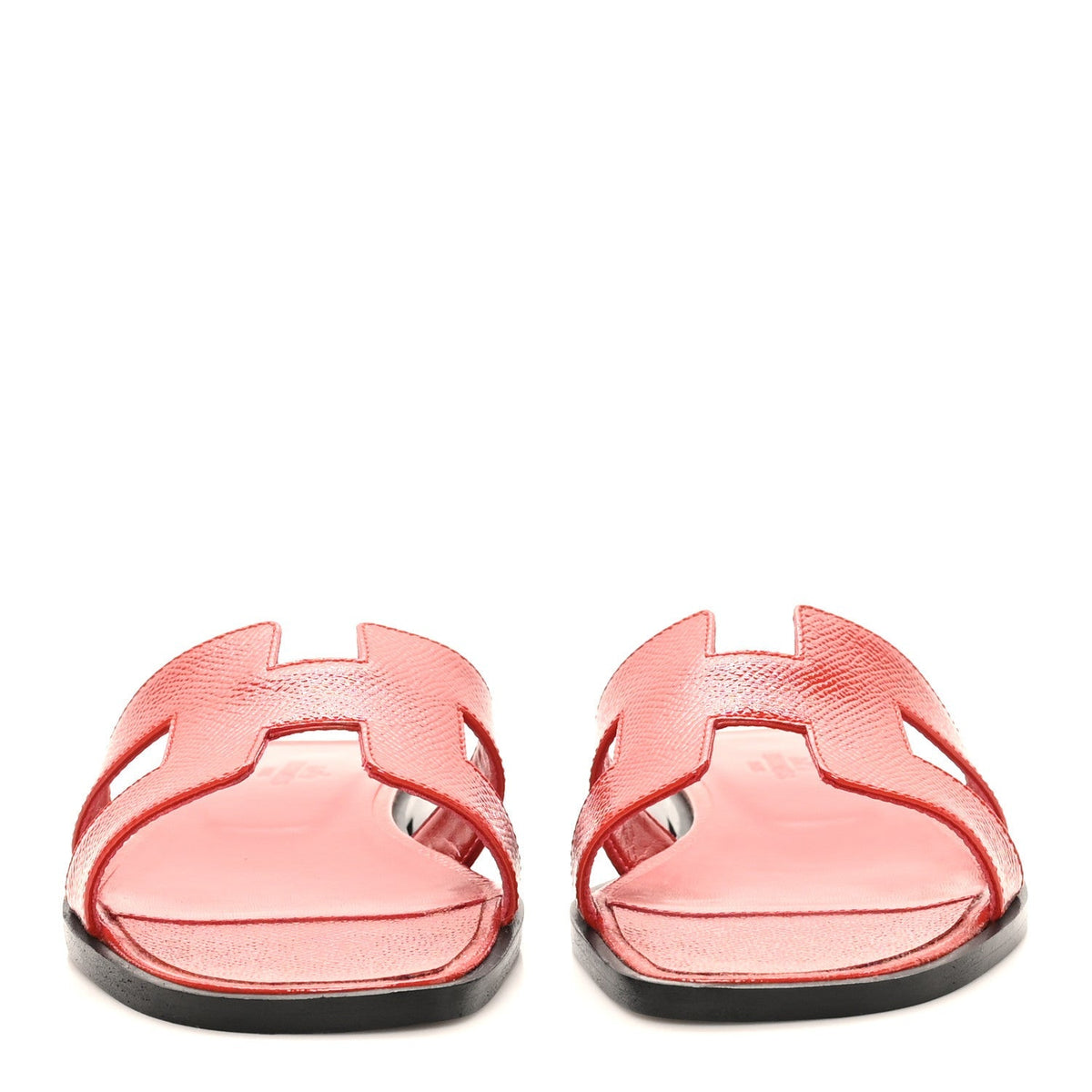 Hermes Patent Epsom Women's Oran Sandals Jasper Rouge