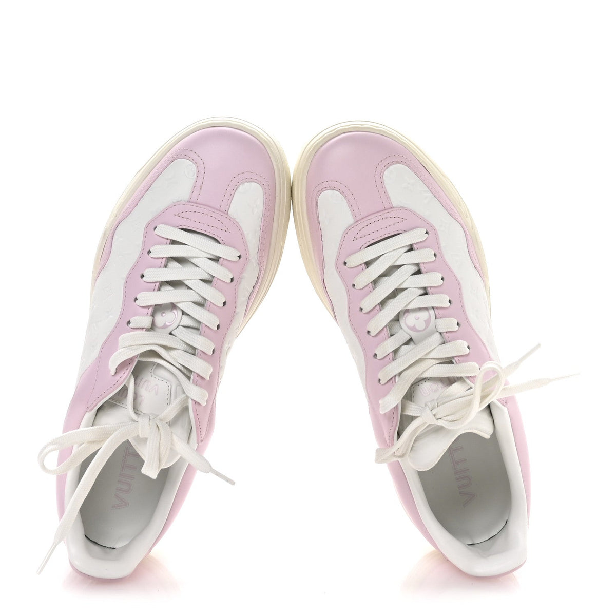 Louis Vuitton Canvas Calfskin Women's LV Groovy Platform Sneakers 38 Pink