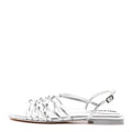 Chanel Laminated Lambskin Women's CC Sandals 36.5 Silver