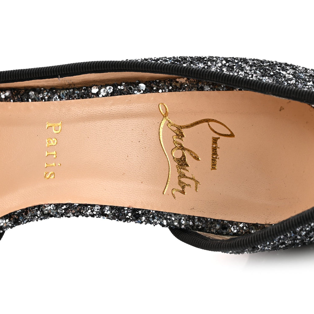 Christian Louboutin Glitter Fabric Women's Iriza 100 Pumps 38 Black