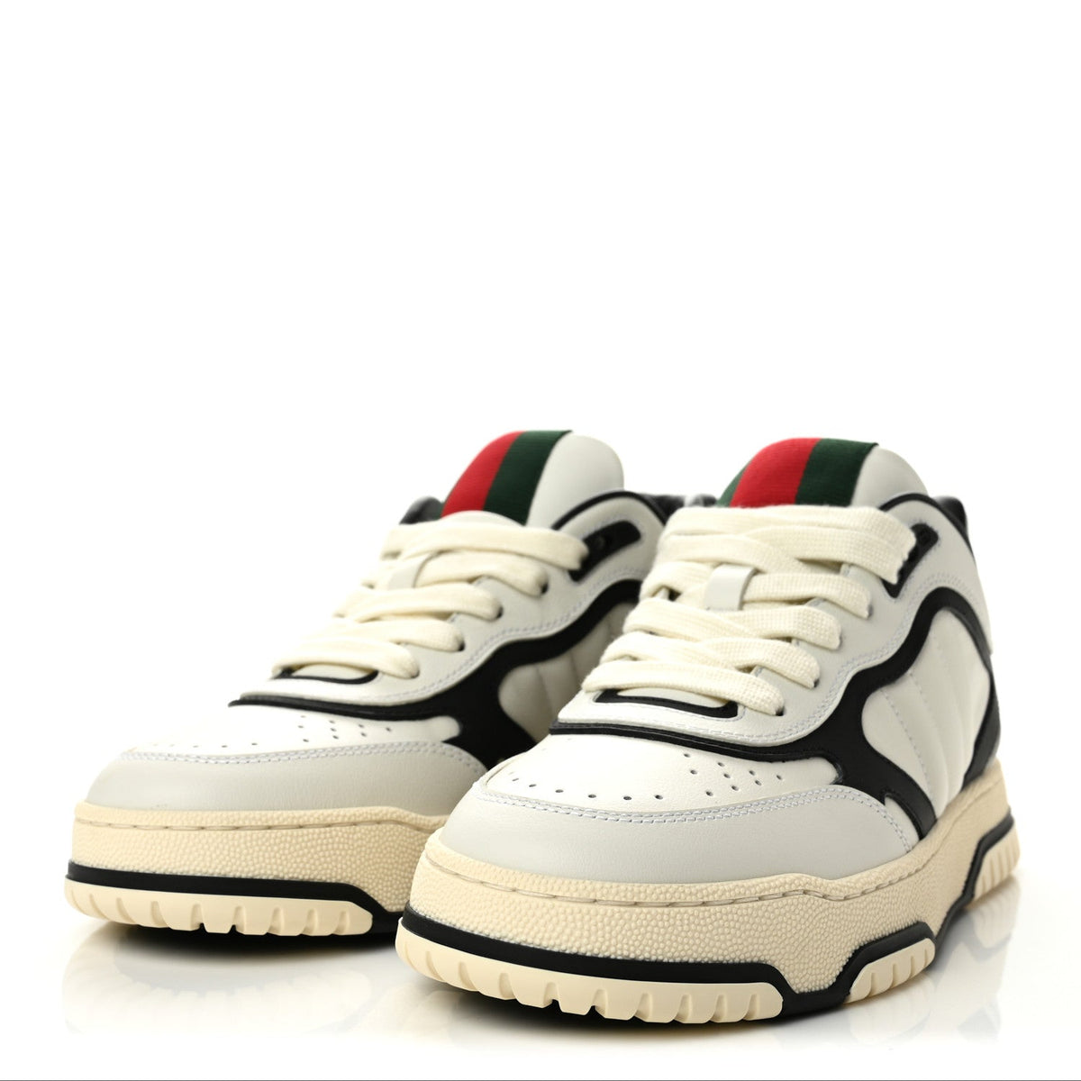 Gucci Calfskin Women's Re-Web Sneakers 37 Black White