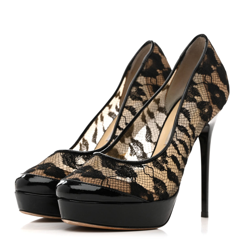 Jimmy Choo Lace Patent Women's Pumps 36.5 Black