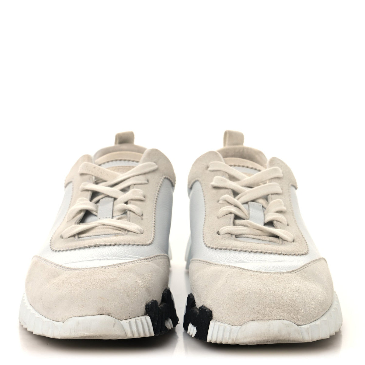 Hermes Calfskin Suede Goatskin Women's Bouncing Sneakers 39 White
