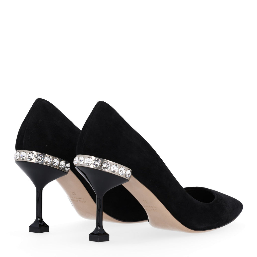 Miu Miu Suede Women's Crystal Pumps 37 Black