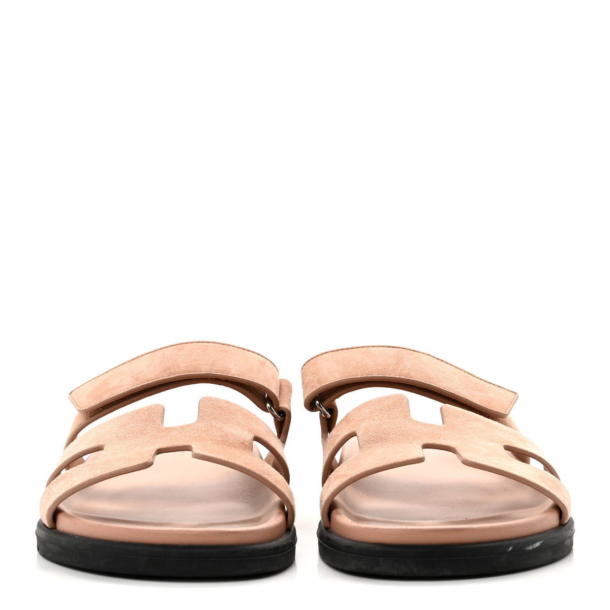 Hermes Suede Goatskin Women's Chypre Sandals 39 Rose Aube