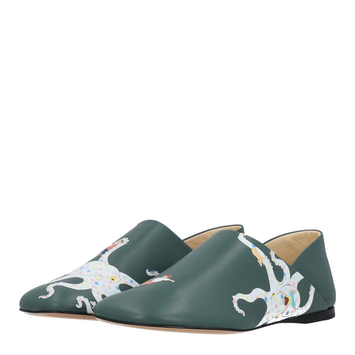 Loewe Shiny Calfskin Women's x Suna Fujita Octopus Loafers 36 Vetiver