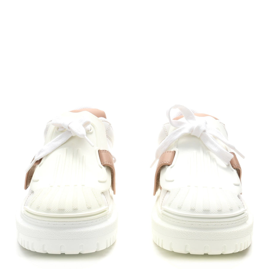 Christian Dior Calfskin Women's Dior-ID Platform Sneakers 37.5 White Nude