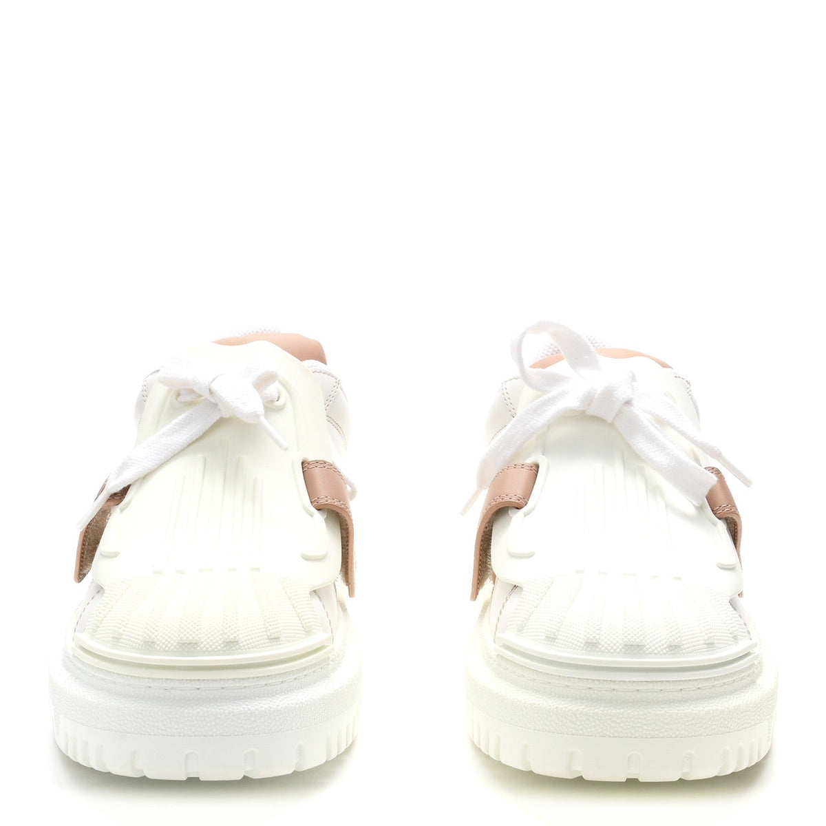 Christian Dior Calfskin Women's Dior-ID Platform Sneakers 37.5 White Nude