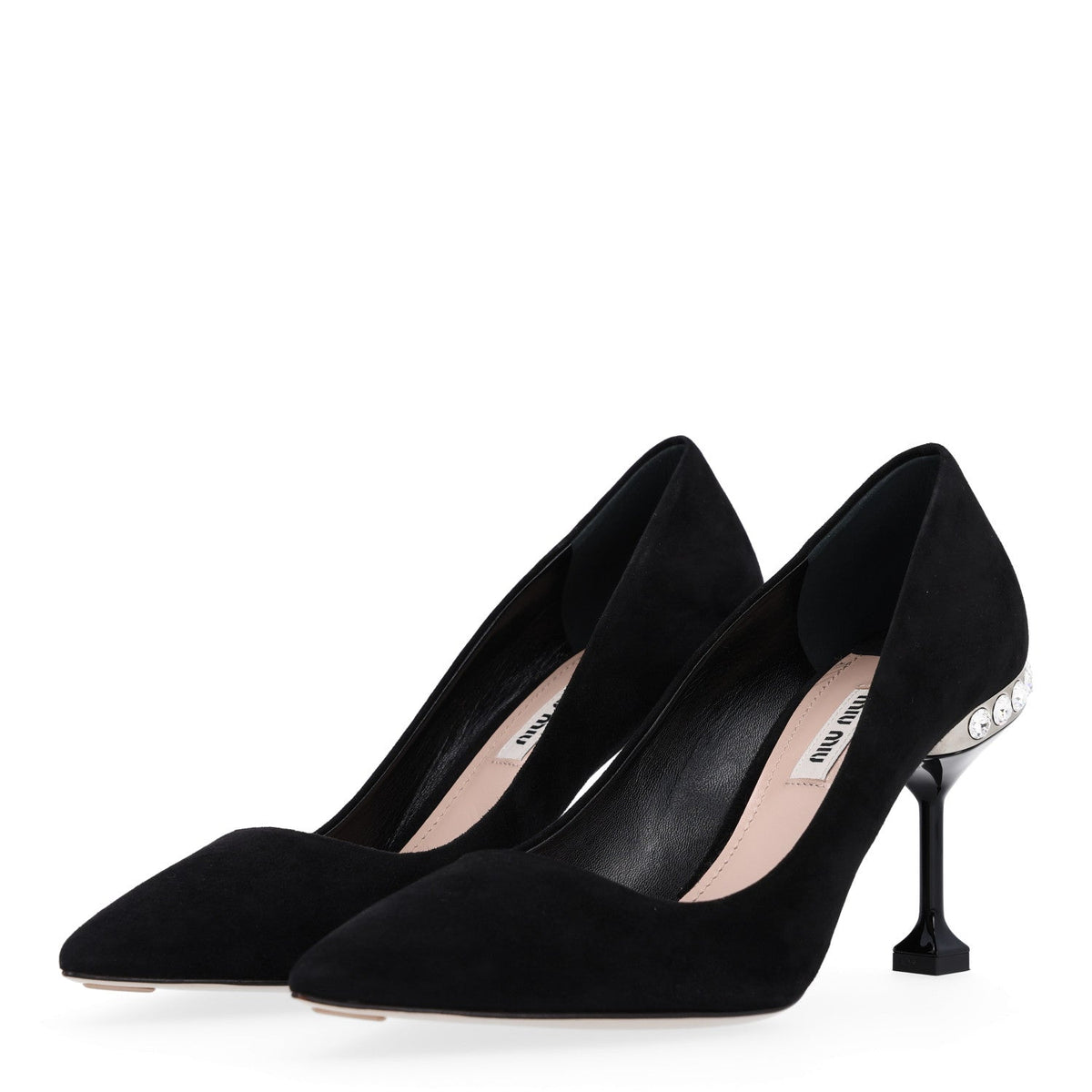 Miu Miu Suede Women's Crystal Pumps 37 Black