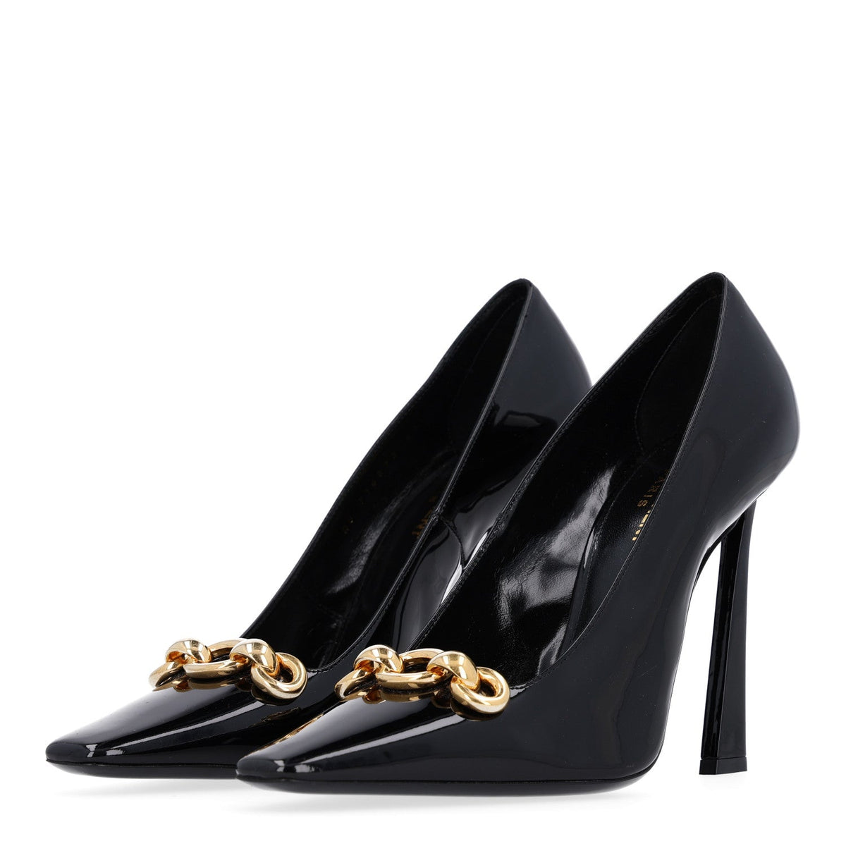 Saint Laurent Patent Calfskin Women's Vernice Grupy Silvana 110mm Pumps 39.5 Oro Antico Black