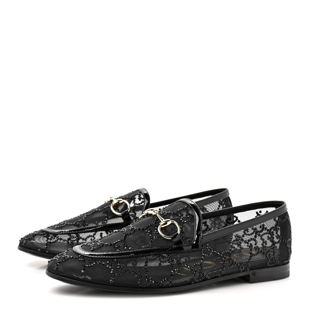 Gucci Tela Retino Kid Scamosciato Women's Jordaan Loafers 35.5 Black