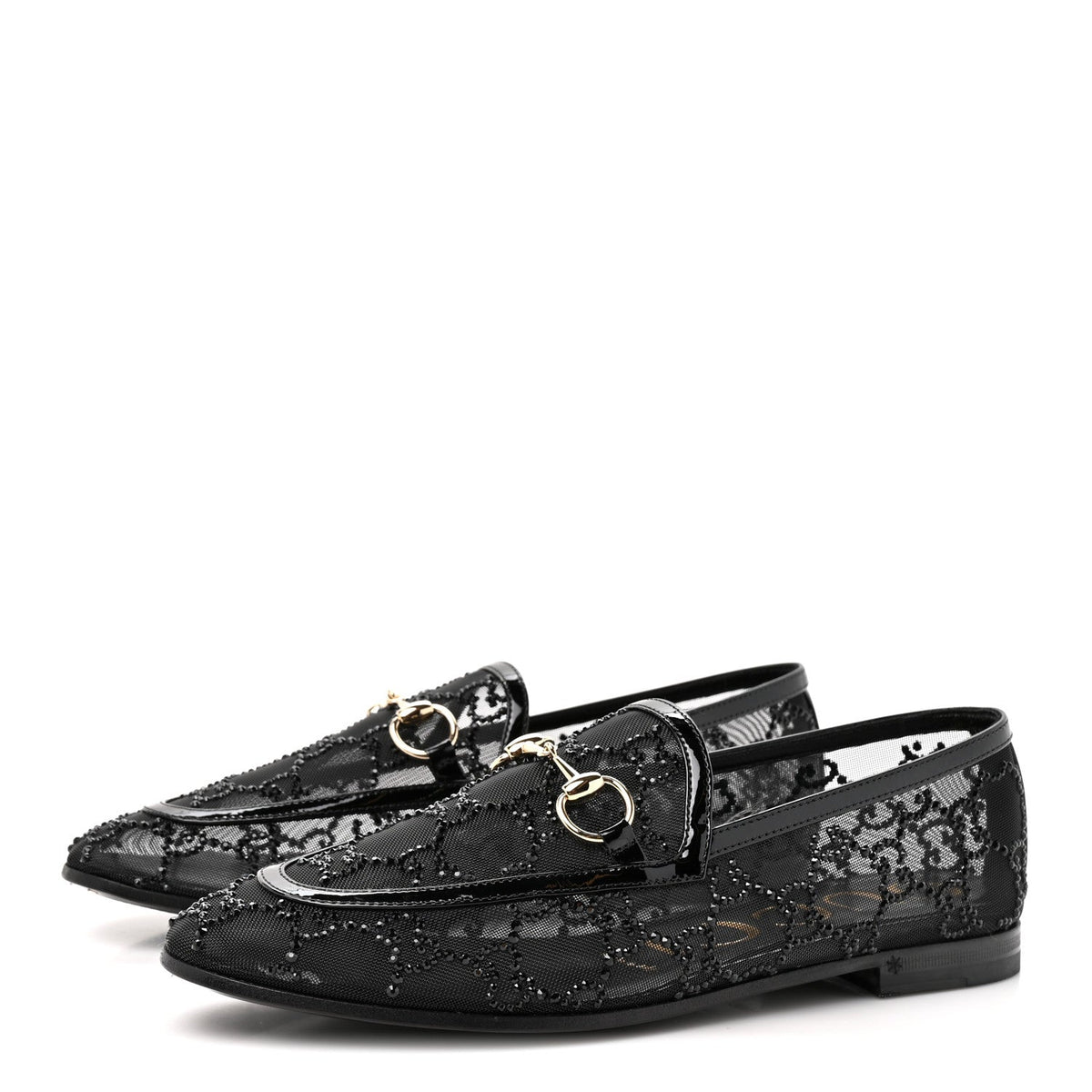 Gucci Tela Retino Kid Scamosciato Women's Jordaan Loafers 35.5 Black