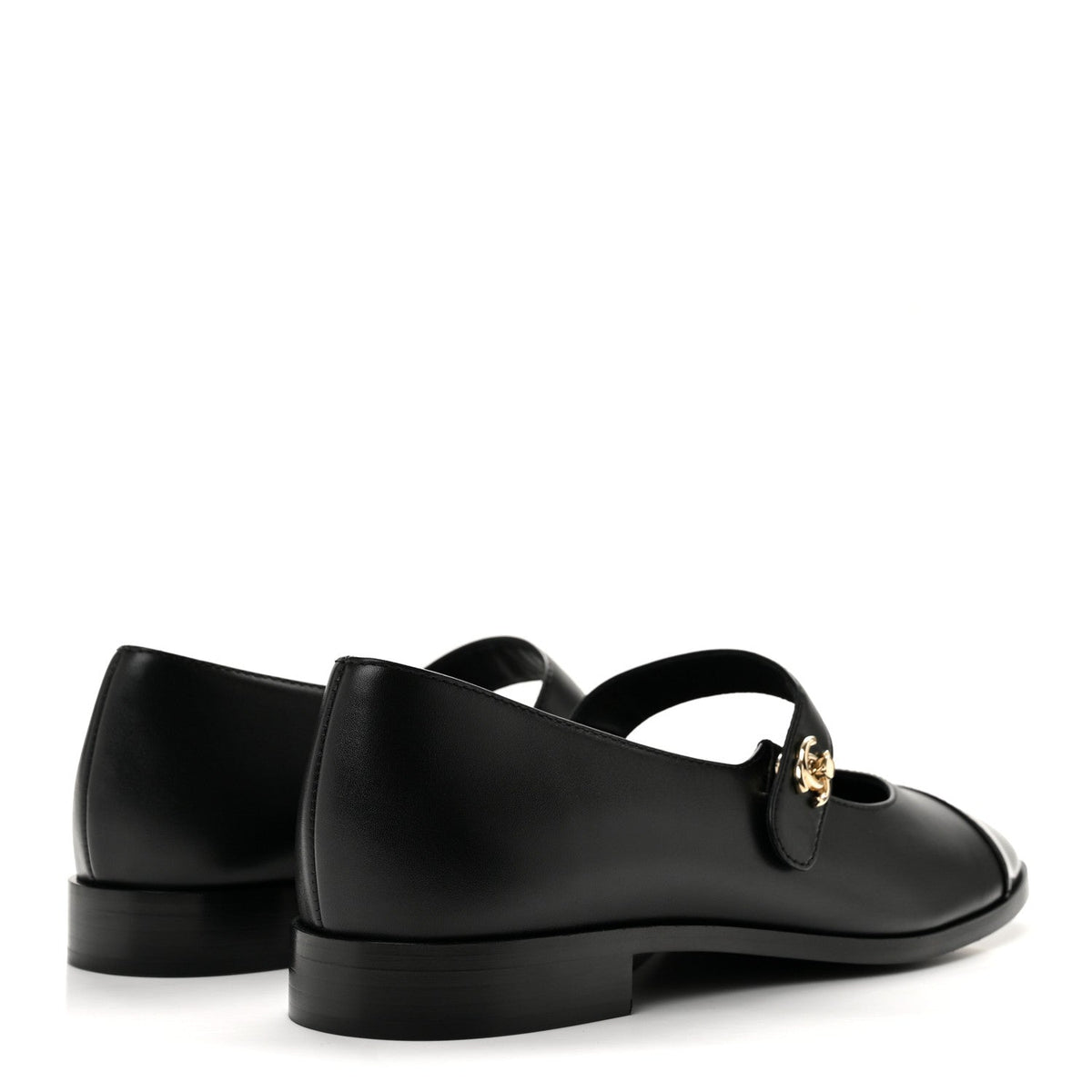 Chanel Calfskin Patent Women's Mary Janes Flats Black