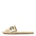 Chanel Lambskin Pearl Crystal CC Women's Mules Sandals 36 Light Beige White