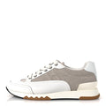 Hermes Canvas Calfskin Men's Trail Sneakers 41.5 Prunoir White