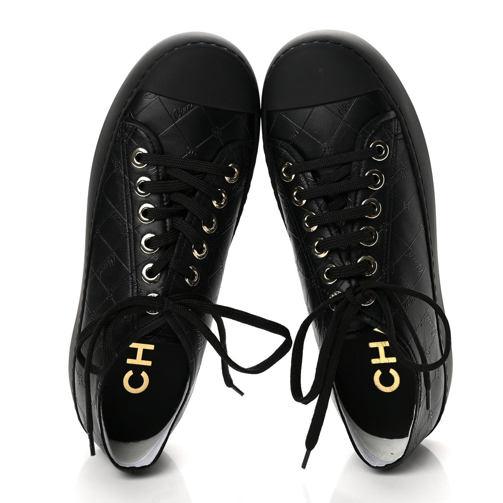 Chanel Lambskin Printed Logo Women's Shoes